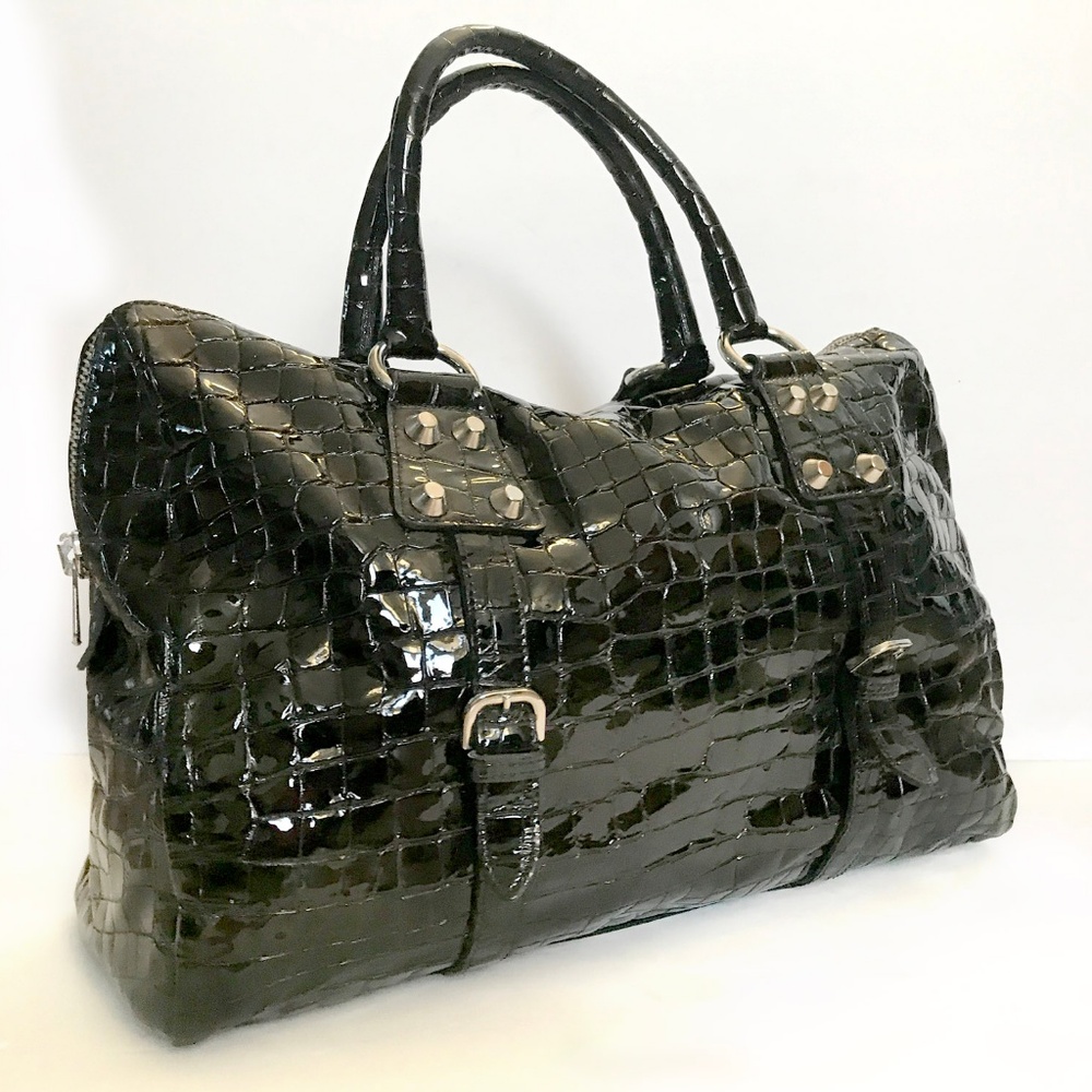 Italy Le Solim Patent Leather Bag Black
